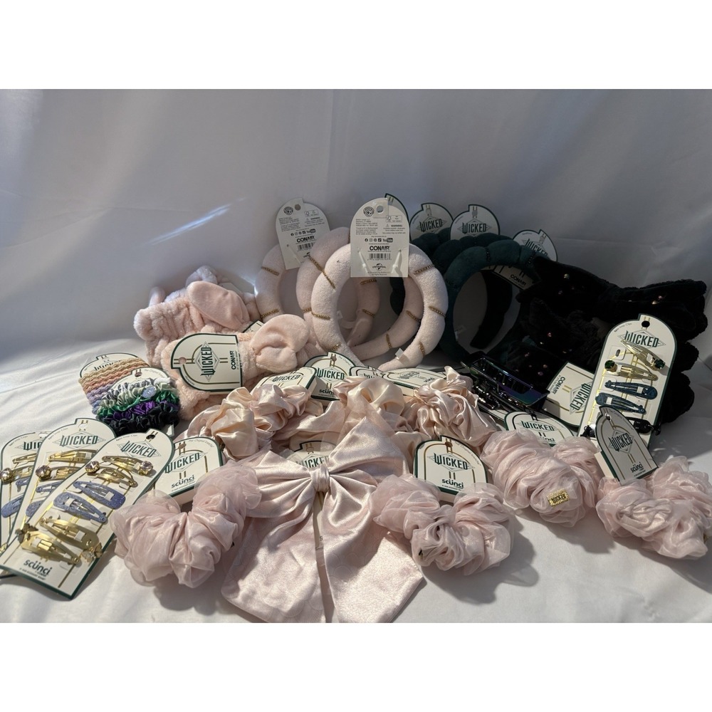 28 Pc Wicked Hair Accessories Lot Scrunchies Headbands Clips